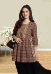Tew Hirwa Pure Cambric Cotton Printed Tops With Handwork Wholesale Clothing Suppliers In India

